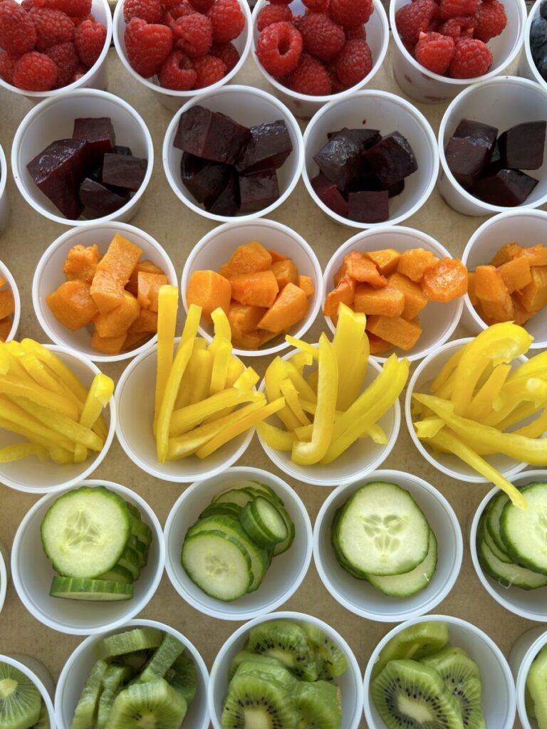 salad separated in plastic cups